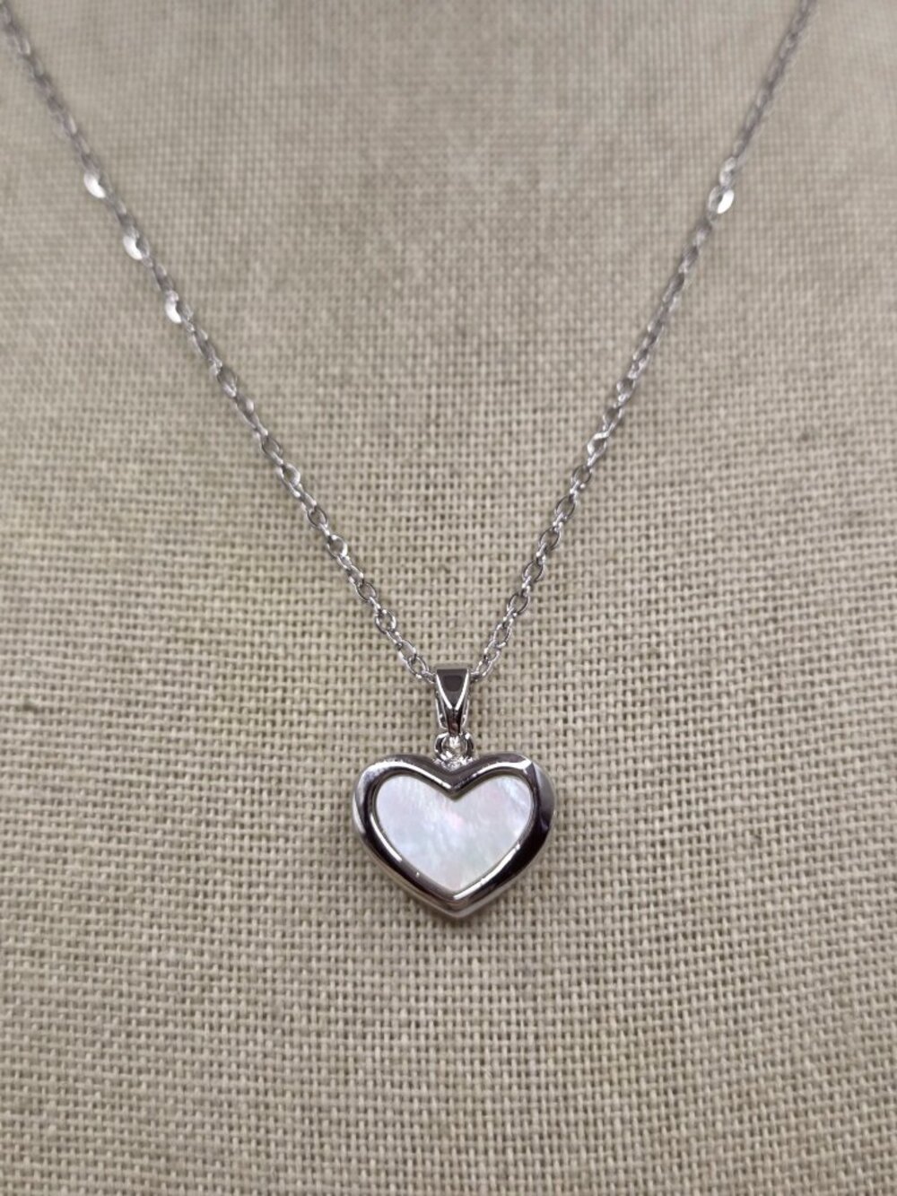 Heart Pendant With Mother-Of-Pearl Inlay & Reversible Silver Finish On Chain